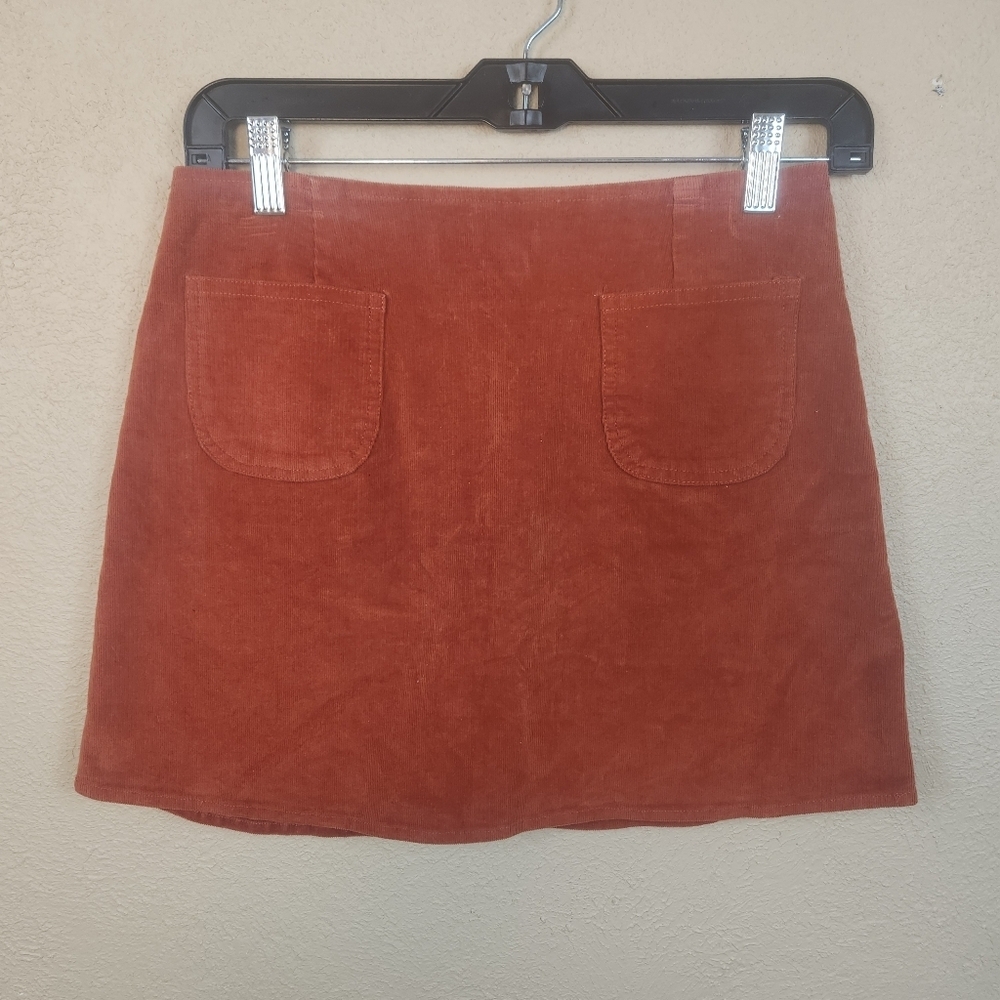 Motel Rocks Terracotta Corduroy Skirt Small (7691)